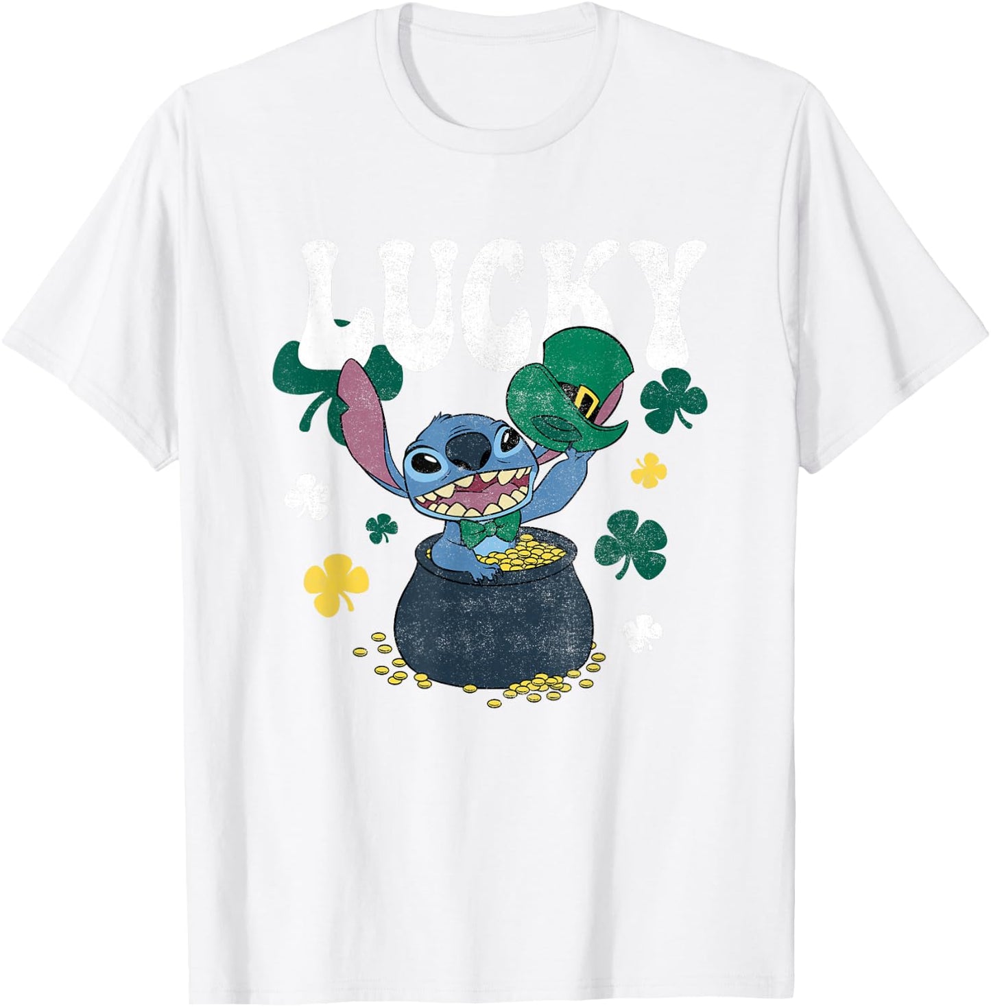 Disney Lilo & Stitch St. Patrick's Day Lucky Stitch T-Shirt - T-Shirt | White