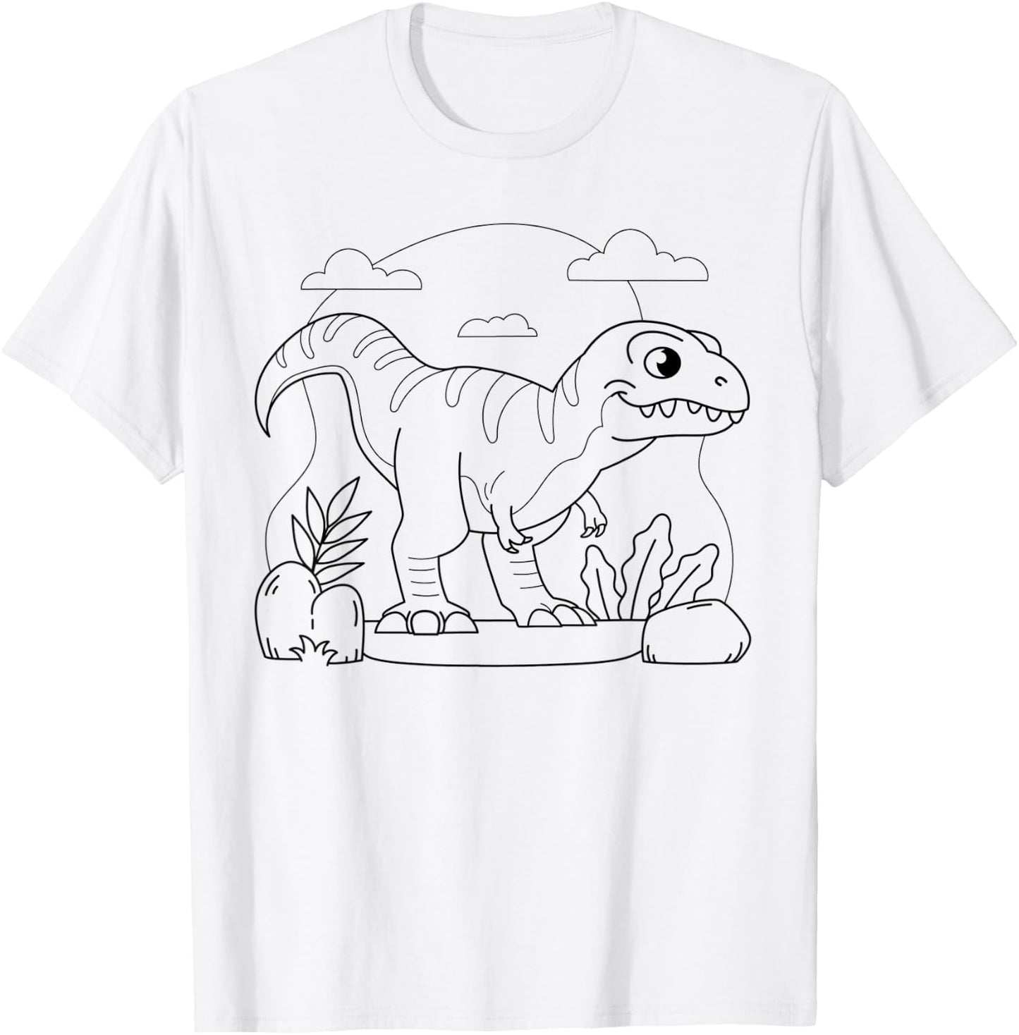 Dinosaur Dino Mandala to Paint & Colour for Children's , White T-Shirt - T-Shirt | White