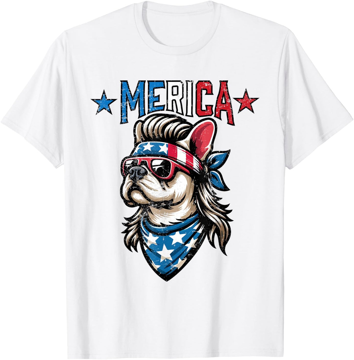 Patriotic French Bulldog - Merica T-Shirt - T-Shirt | White