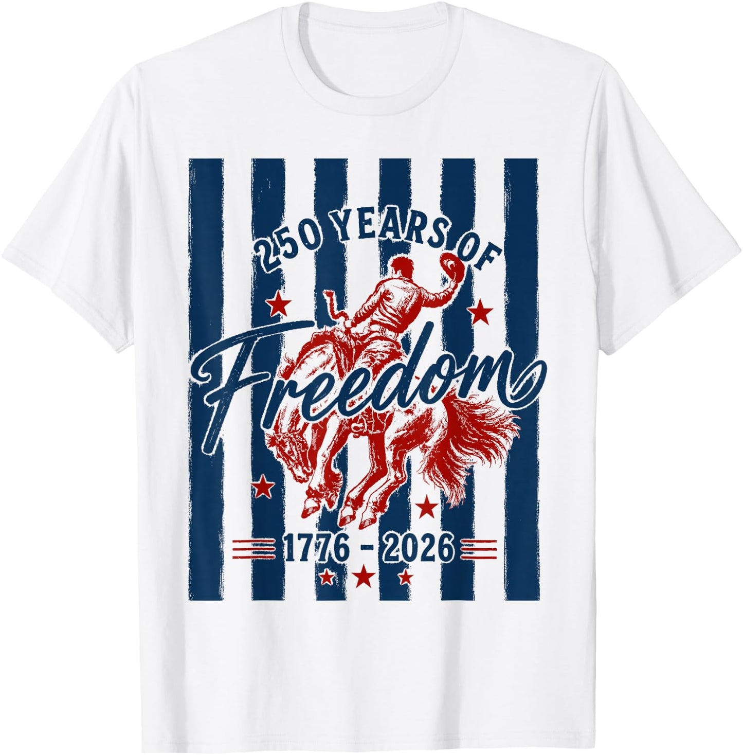 Western Cowboy USA 250th Anniversary 1776 2026 Patriotic T-Shirt - T-Shirt | White