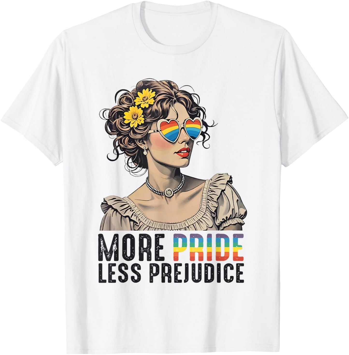 Ally LGBTQ Pride Month Lesbian More Pride Less Prejudice T-Shirt - T-Shirt | White
