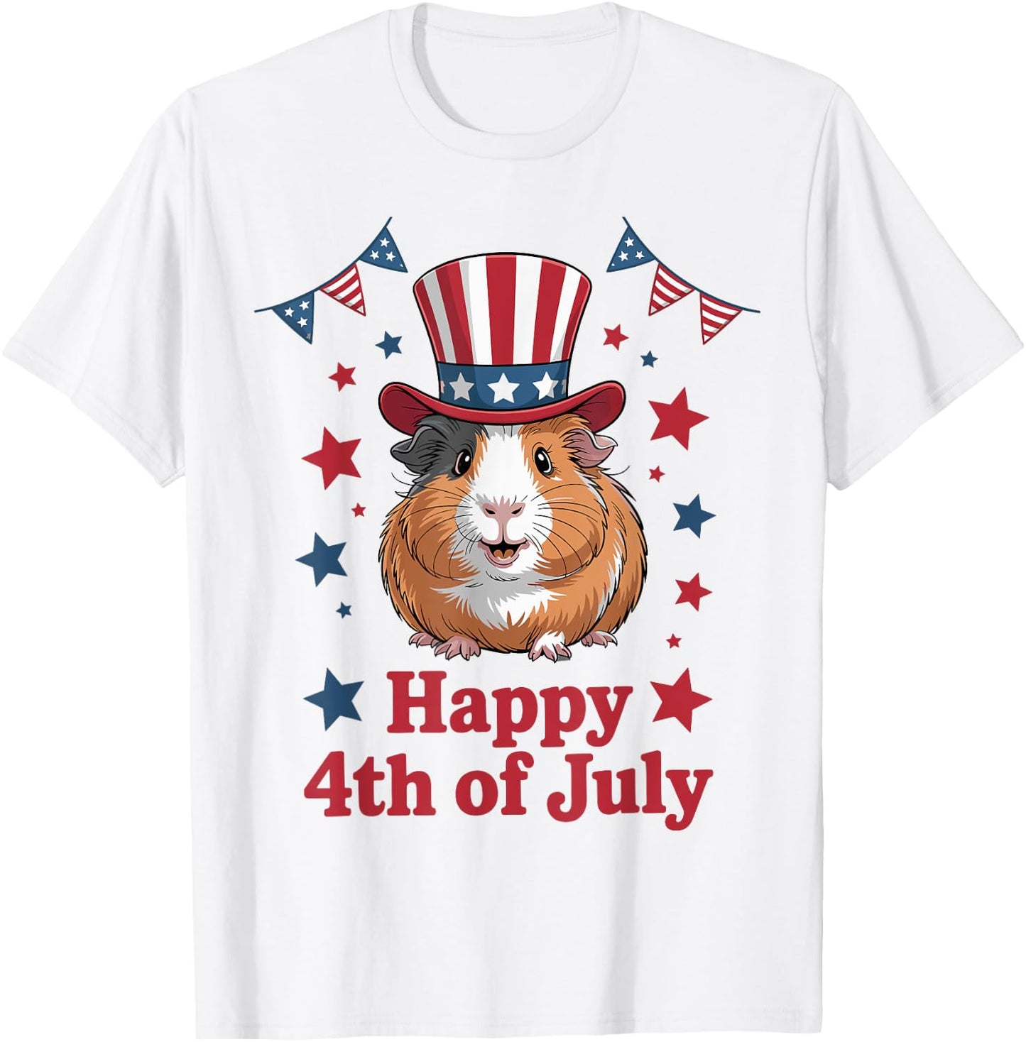 Happy 4th of July Patriotic Guinea Pig Lovers Fireworks T-Shirt - T-Shirt | White