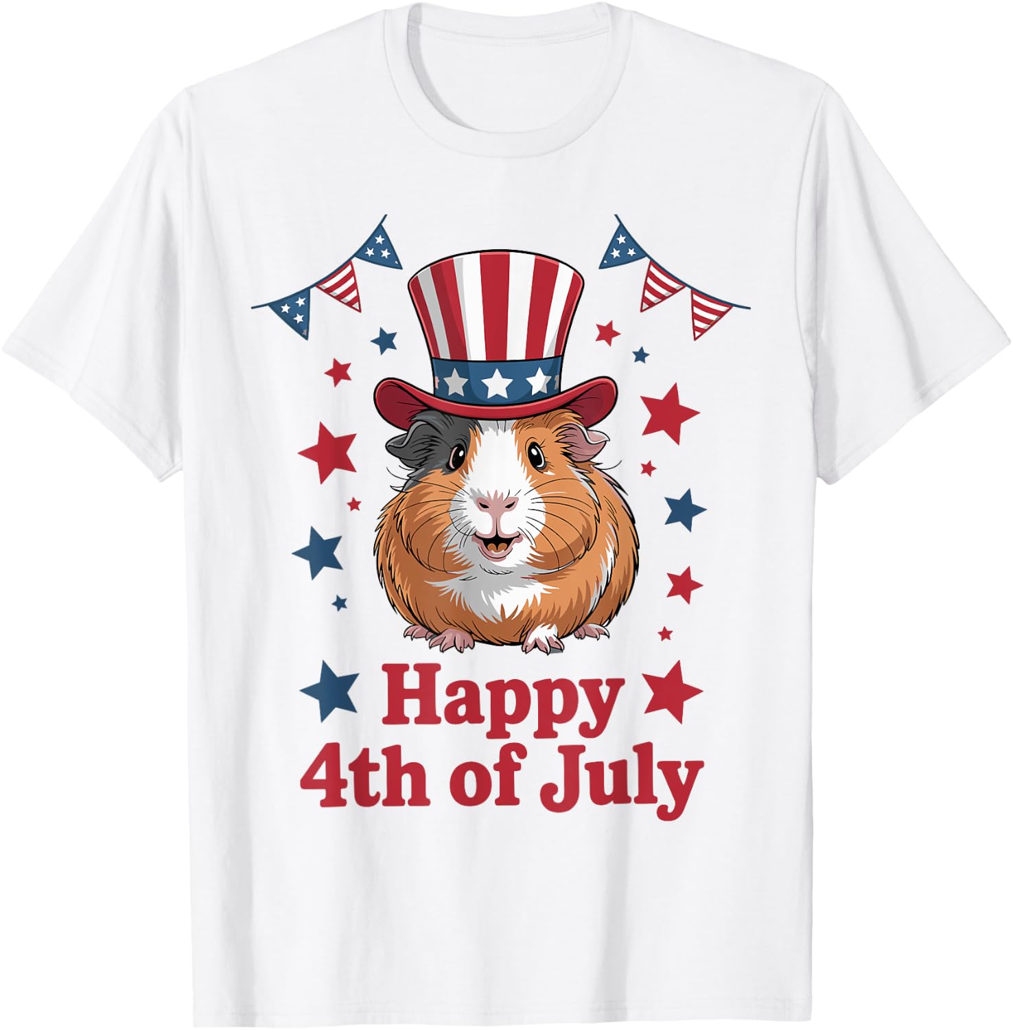 Happy 4th of July Patriotic Guinea Pig Lovers Fireworks T-Shirt - T-Shirt | White
