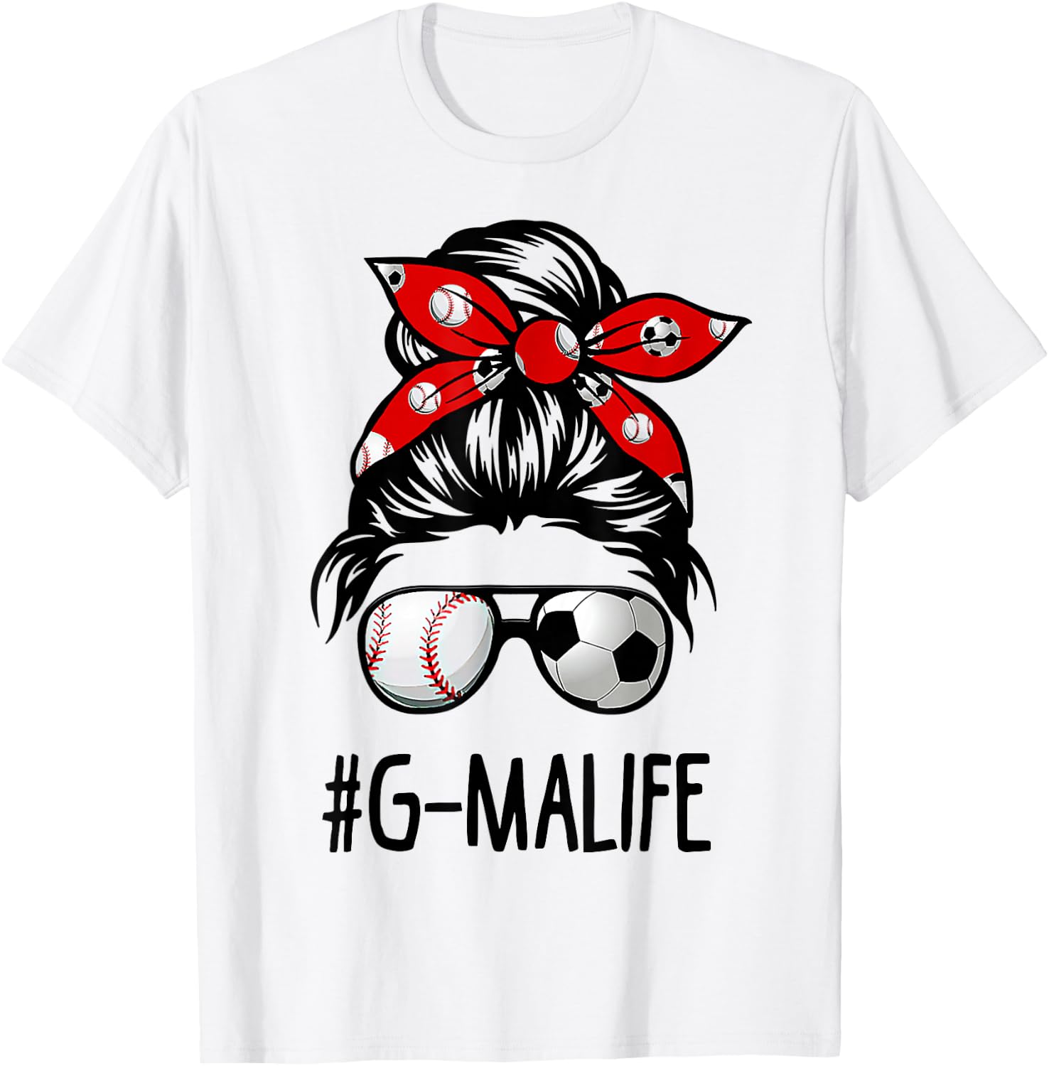 Classy G-ma Life Soccer Messy Bun Baseball Game Day T-Shirt - T-Shirt | White