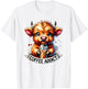 Cute Highland Cow Coffee Addict T-Shirt - T-Shirt | White