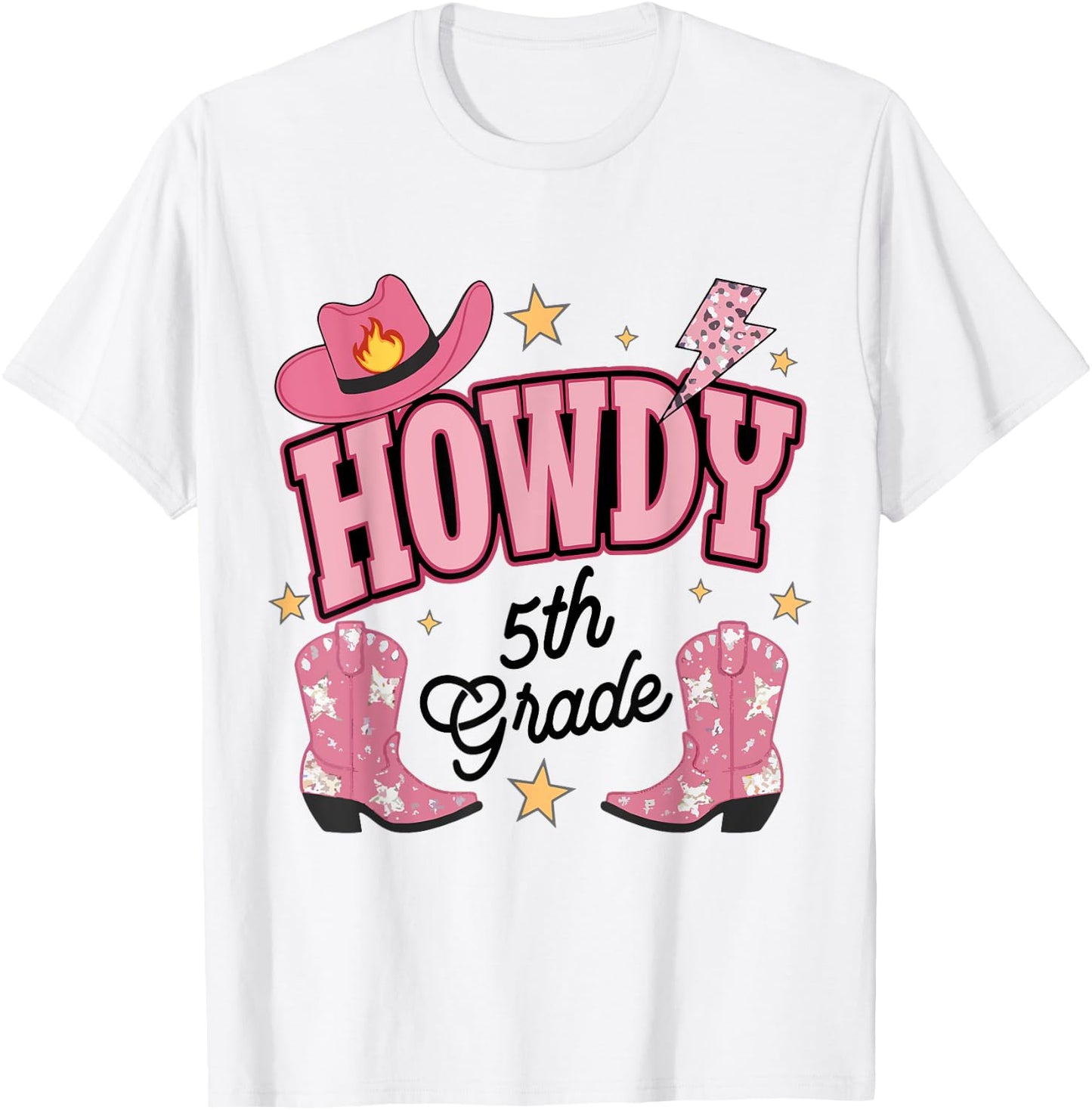 Western Howdy Fifth Grade Back To School 5th Grade Teacher Women Girls Kids T-Shirt - T-Shirt | White
