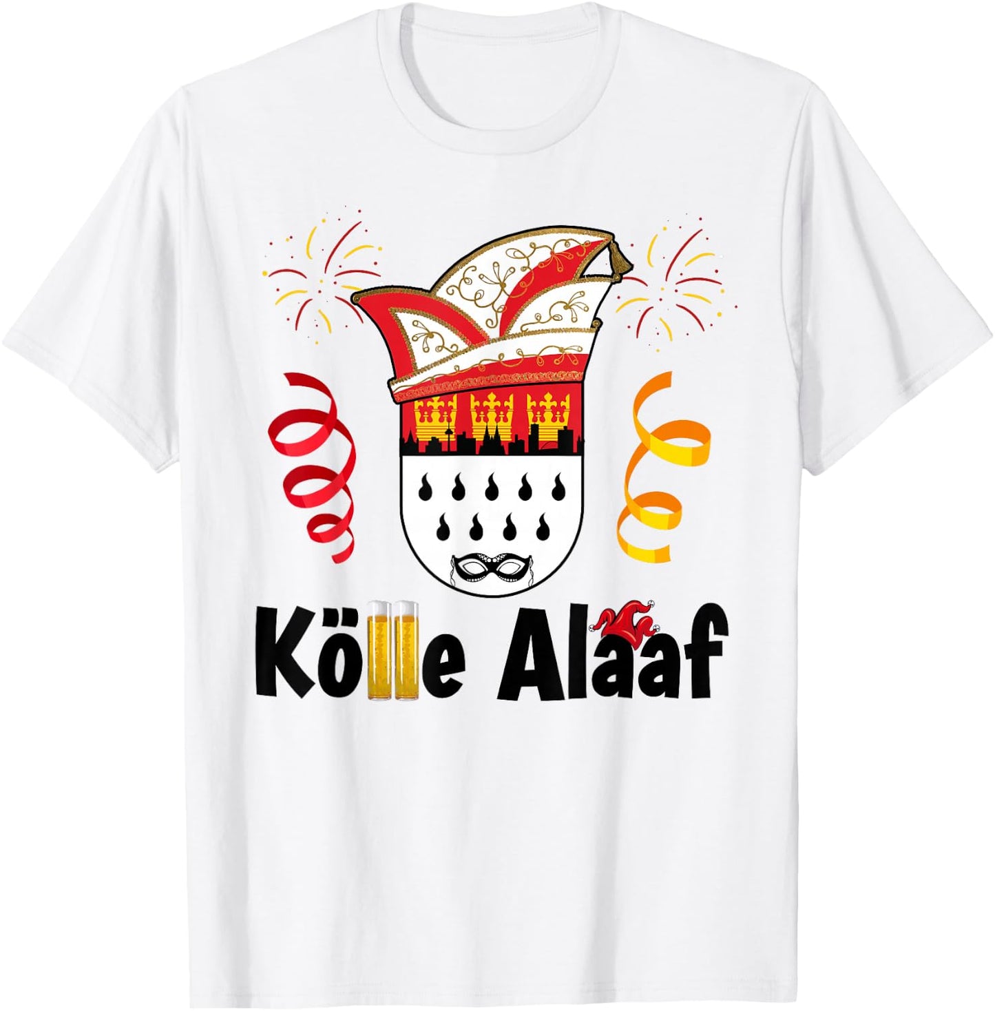Cologne Cathedral Cologne Alaaf Confetti Carnival , White T-Shirt - T-Shirt | White