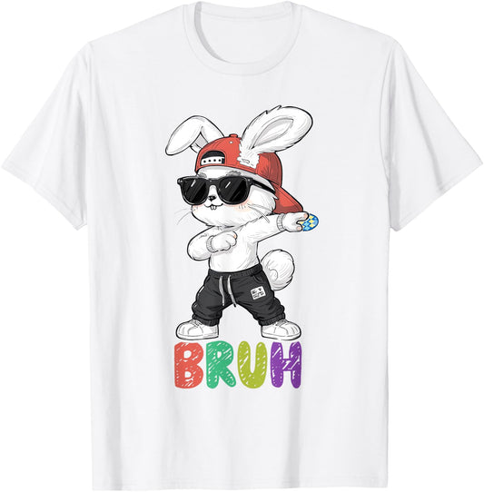 Bruh Meme Easter Day Dabbing Bunny Easter Bruh Boys Kids T-Shirt - T-Shirt | White