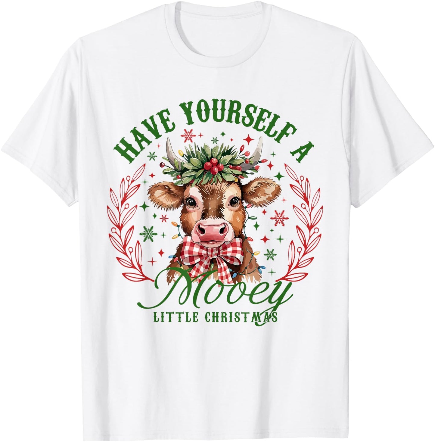 Have Yourself A Mooey Little Christmas Highland Cow Western T-Shirt - T-Shirt | White