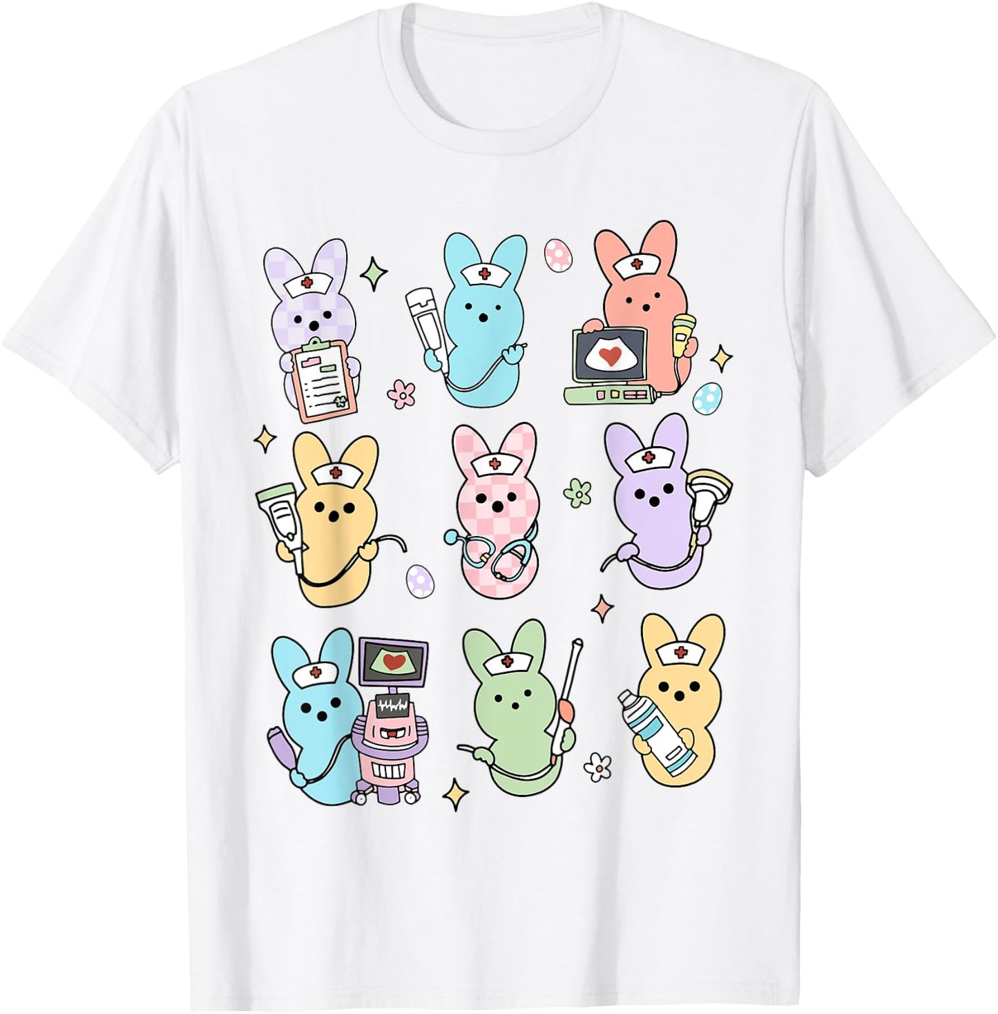 Groovy Bunnies Candy Ultrasound Tech Easter Sonographer T-Shirt - T-Shirt | White