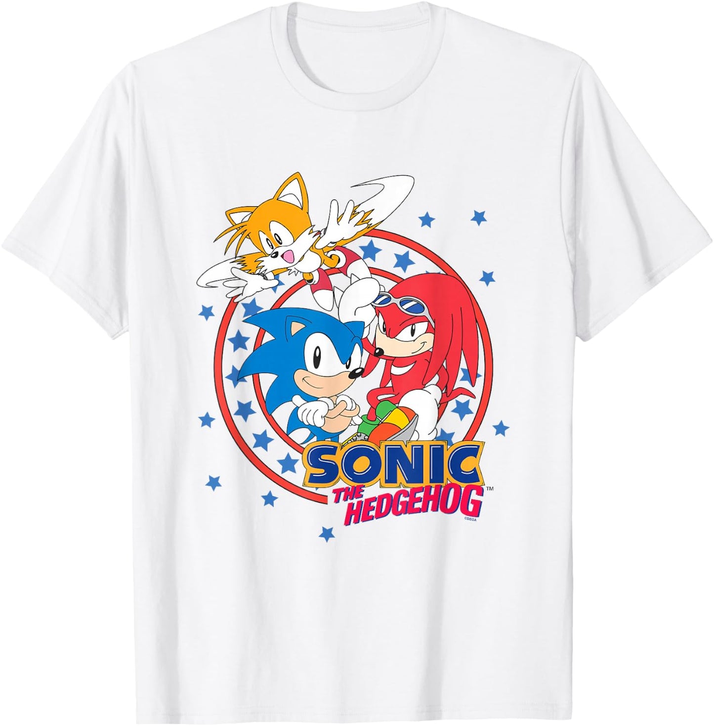 Sonic The Hedgehog Americana Team Sonic Star Spangled Logo T-Shirt - T-Shirt | White
