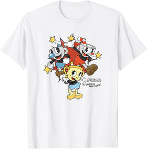 Cuphead: The Delicious Last Course Characters Group Shot T-Shirt - T-Shirt | White