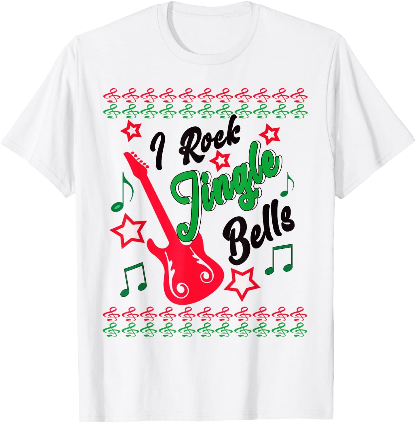 Ugly Christmas Clothing Rock Jingle Bells Holiday Music T-Shirt - T-Shirt | White