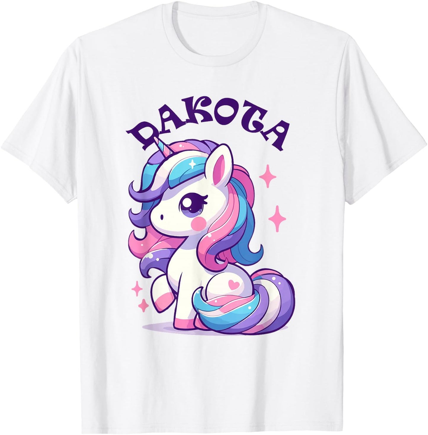 Dakota Cute Unicorn Design for Girls Name Dakota T-Shirt - T-Shirt | White