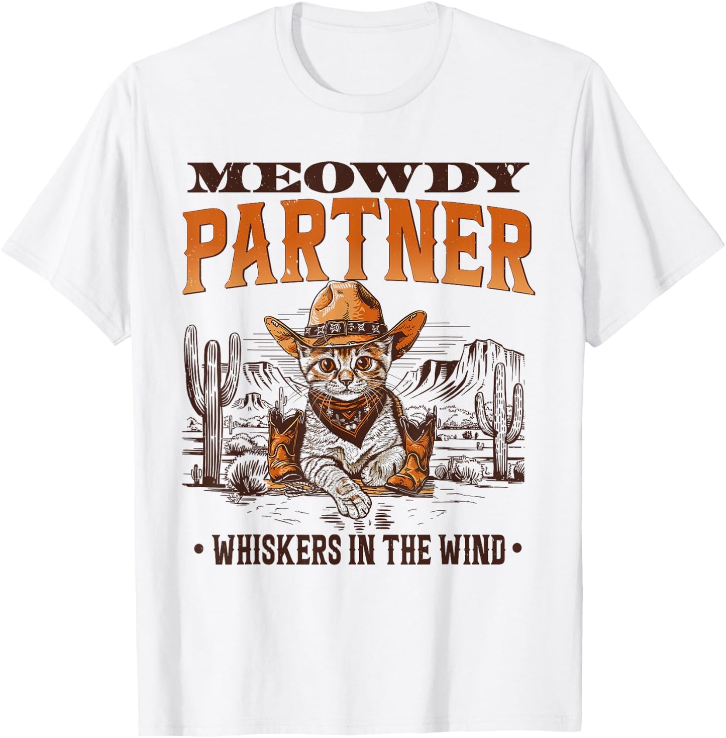 Meowdy Partner Cowboy Cat Vintage Women Kid T-Shirt - T-Shirt | White