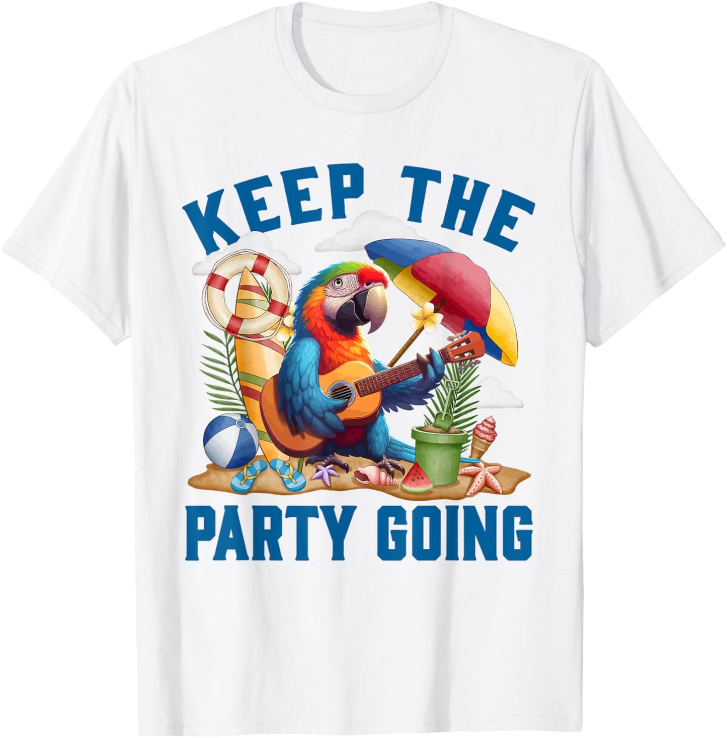 Keep the Party Going Funny Parrot Tribute T-Shirt - T-Shirt | White