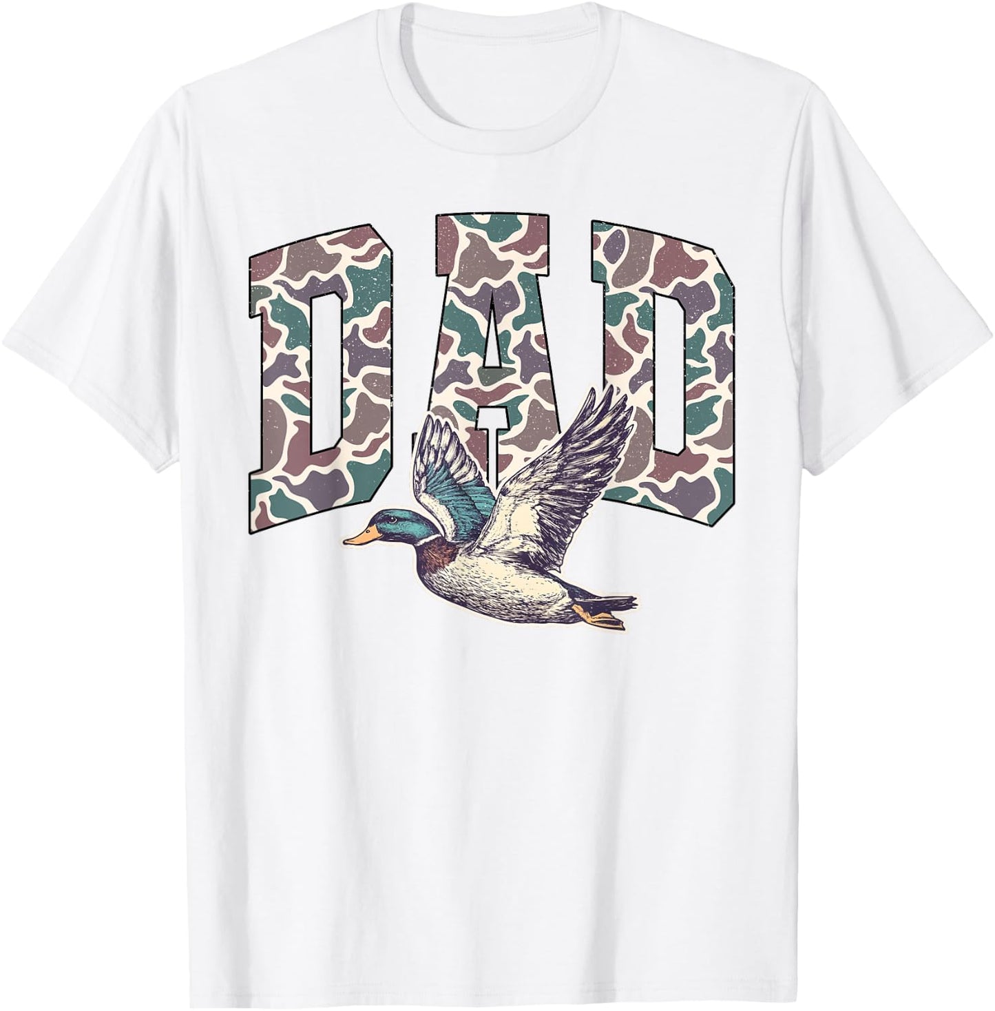 Retro Hunting Dad Waterfowl Duck Camouflage Camo Duck Dove T-Shirt - T-Shirt | White