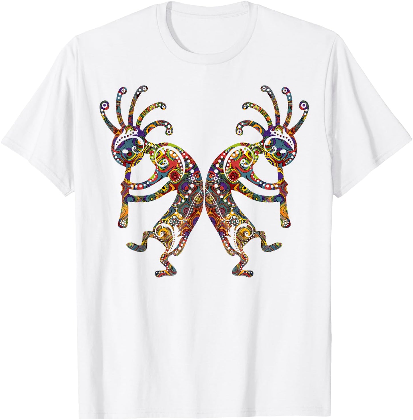 Native American Kokopelli Twins with Ornaments T-Shirt - T-Shirt | White