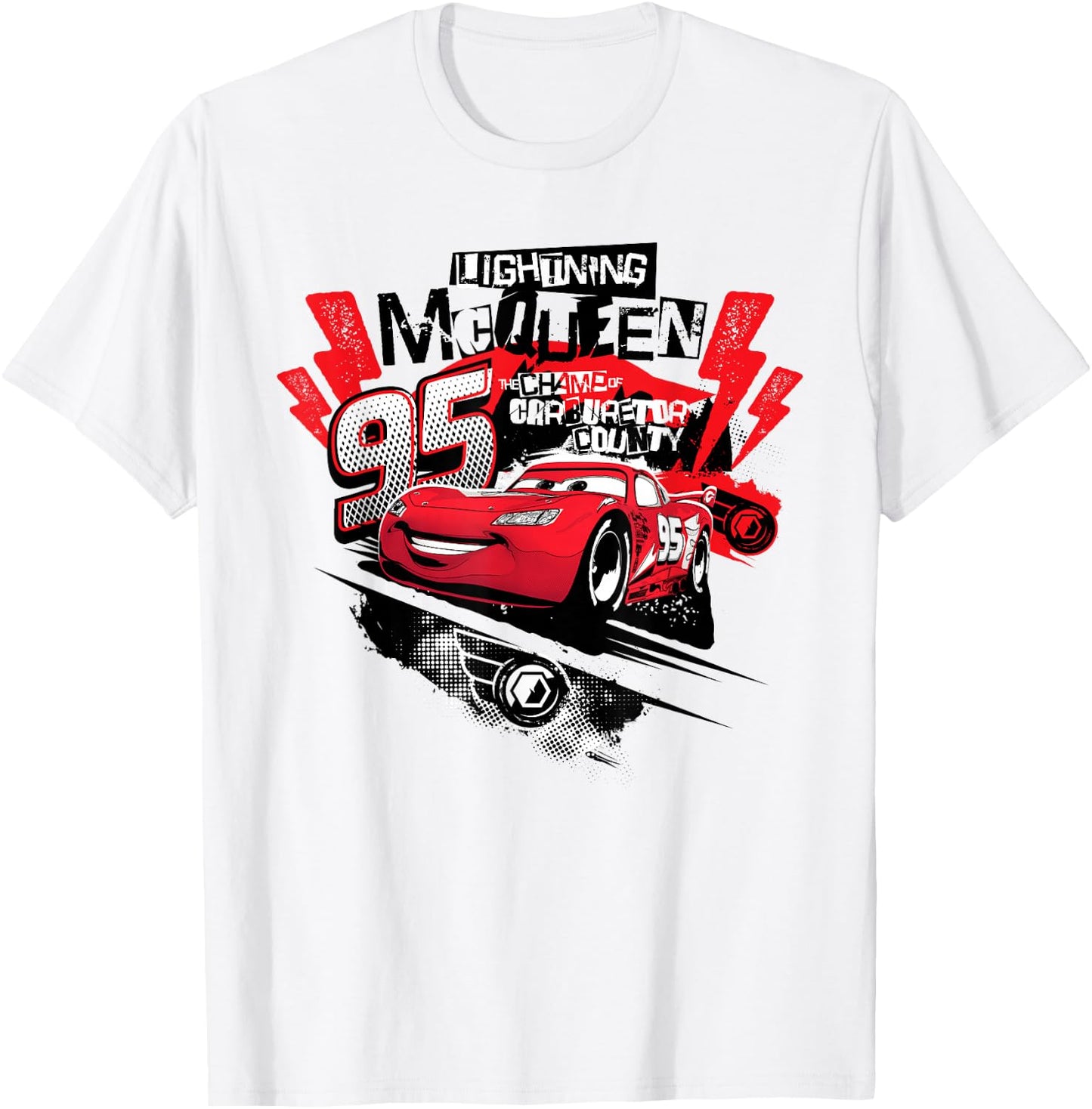 Cars Lightning McQueen Collage , White T-Shirt - T-Shirt | White