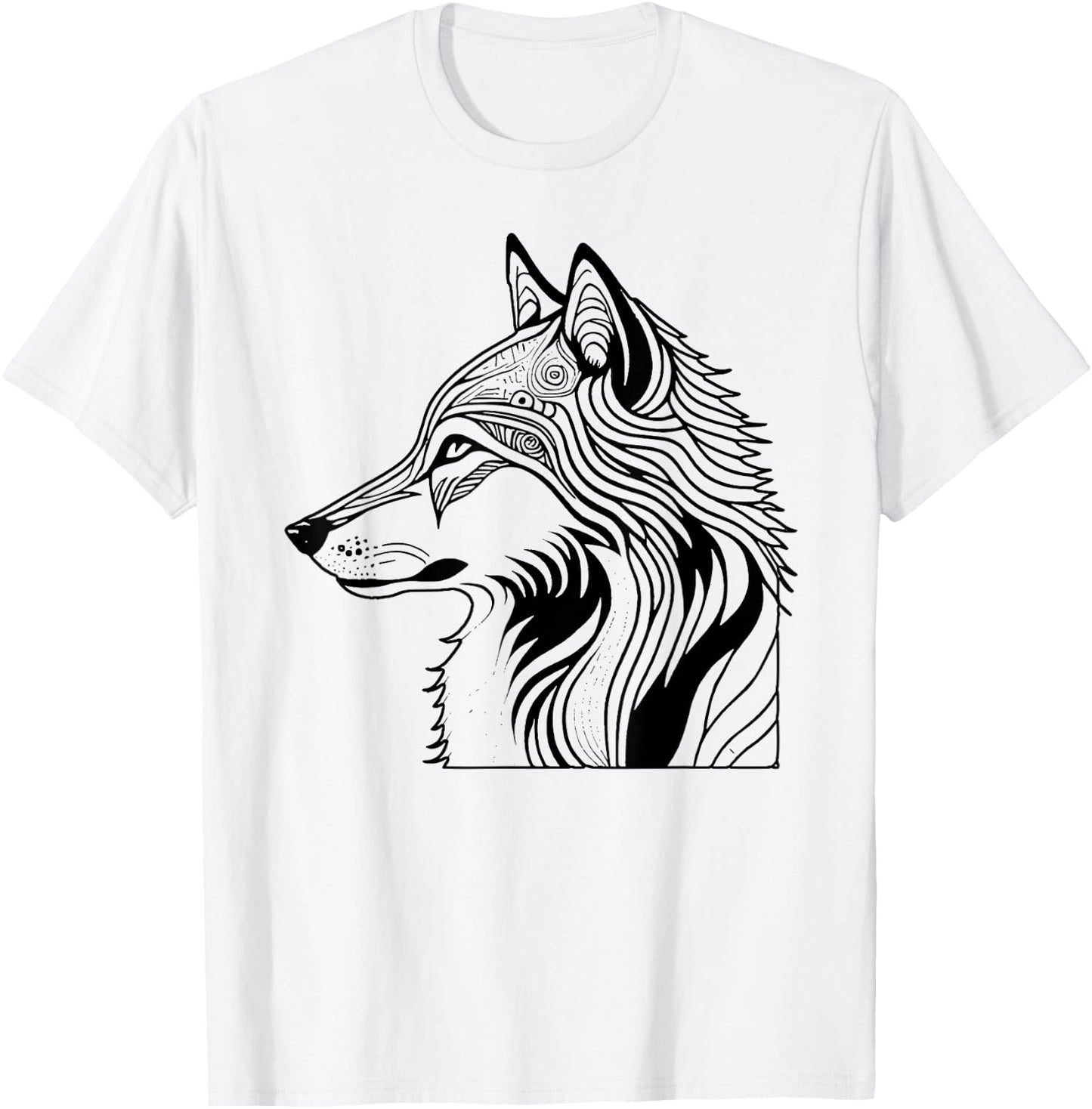 Coloriage Loup à colorier soi-même T-Shirt - T-Shirt | White