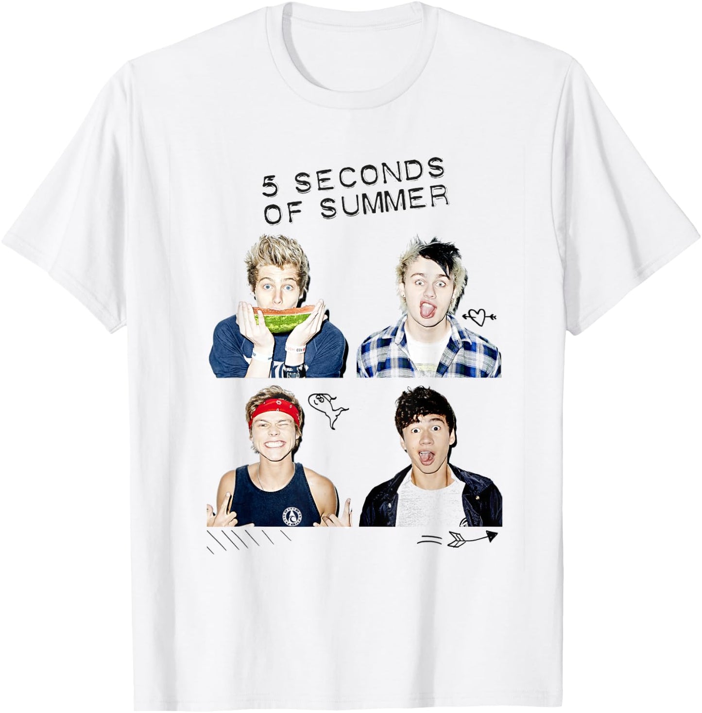 5 Seconds of Summer - Photo Scribble T-Shirt - T-Shirt | White