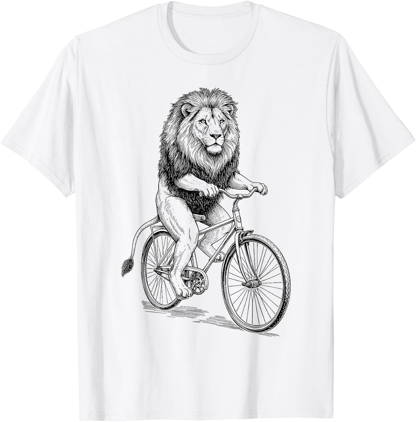 Vintage Lion Cat Shaped Cycling T-Shirt - T-Shirt | White