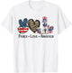 Peace Love Dalmatian Dog Patriotic America Flag 4th July Men Women T-Shirt - T-Shirt | White