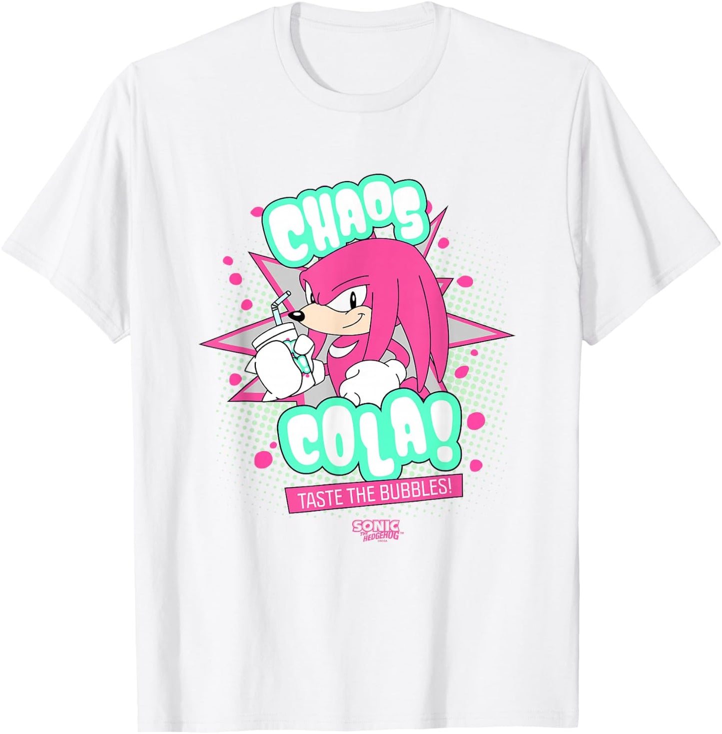 Sonic The Hedgehog Knuckles Chaos Cola Taste The Bubbles T-Shirt - T-Shirt | White