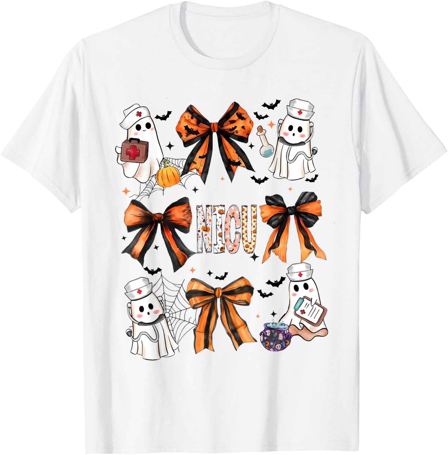 Cute Pink Coquette Bow Girly Nicu Nurse T-Shirt - T-Shirt | White