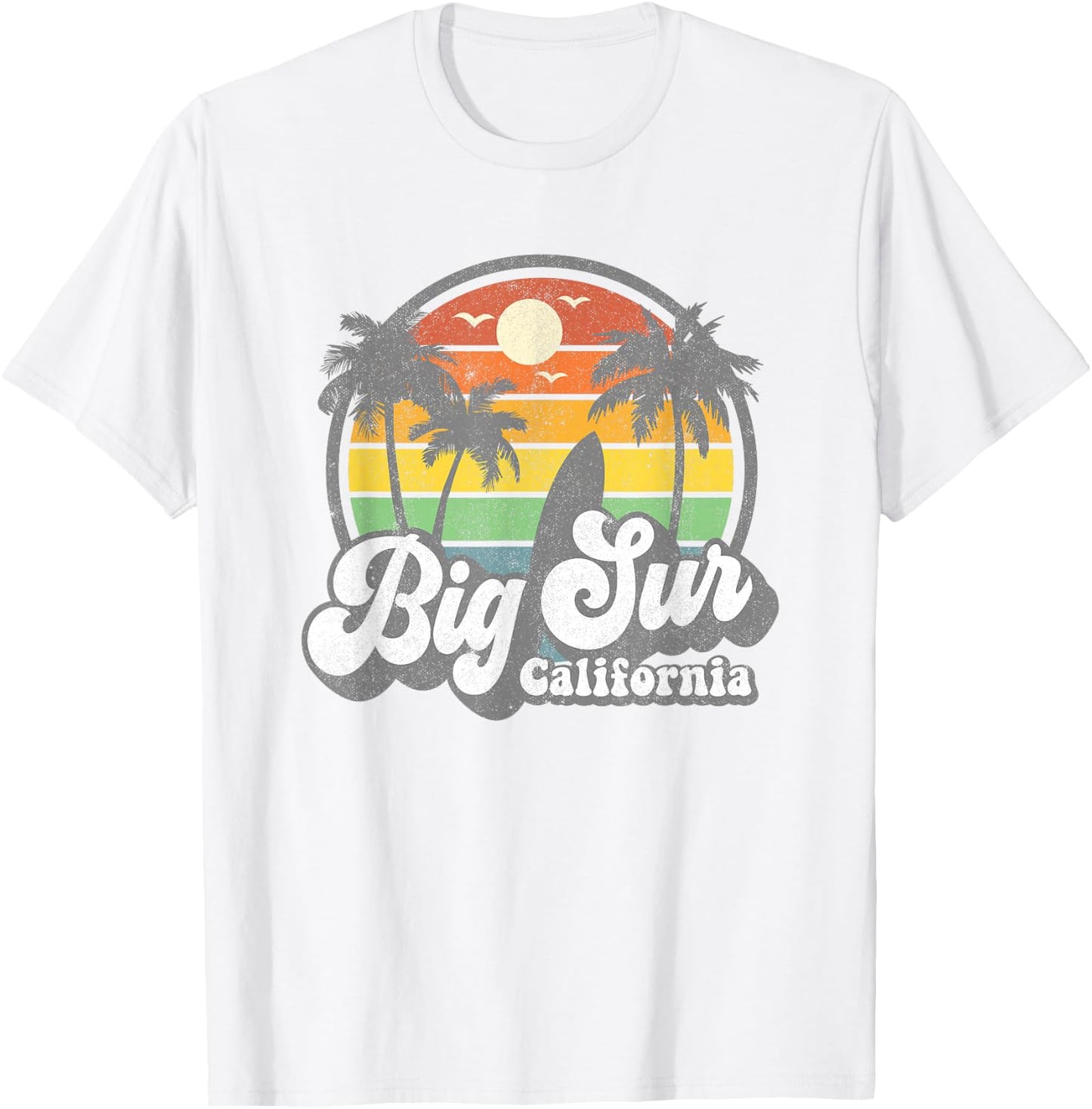 Big Sur California Beach Vacation Retro Surfing Summer Gift T-Shirt - T-Shirt | White