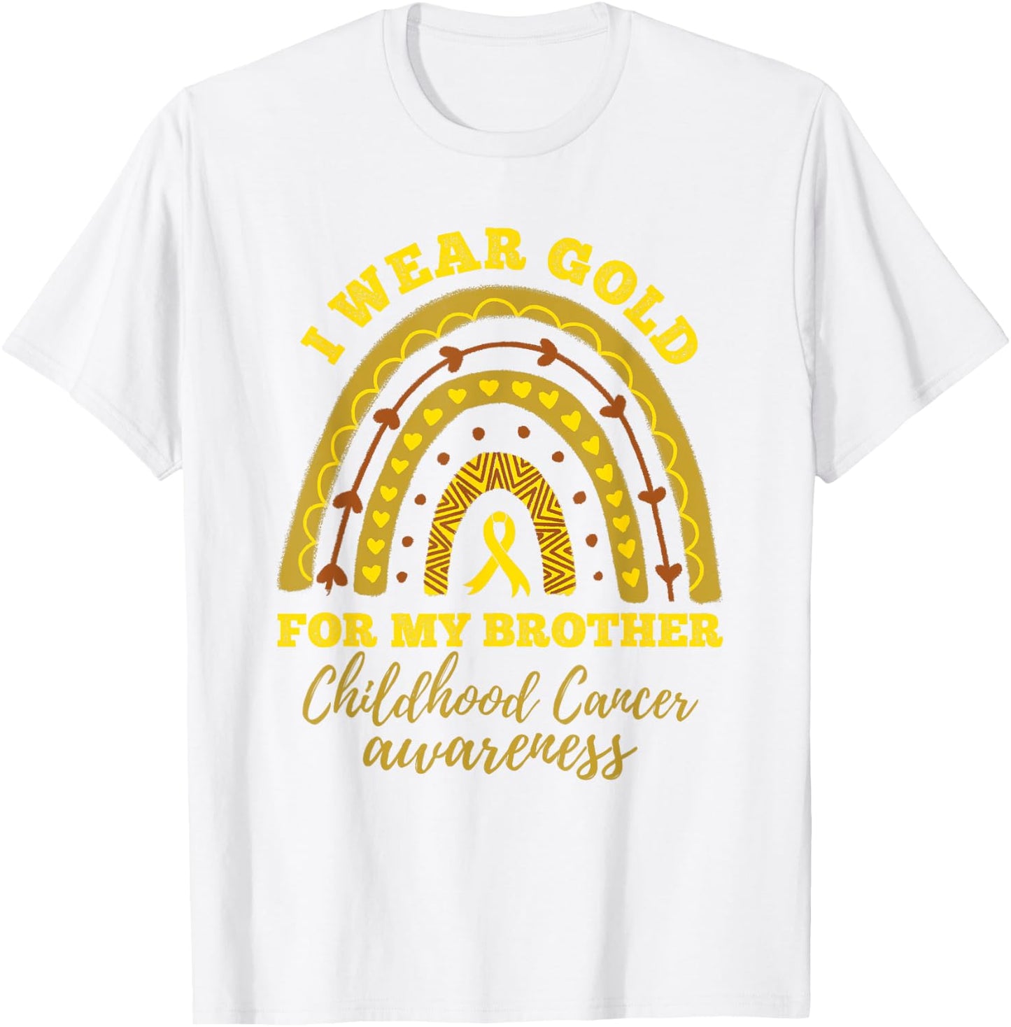 I Wear Gold For My Brother Childhood Cancer Awareness T-Shirt - T-Shirt | White