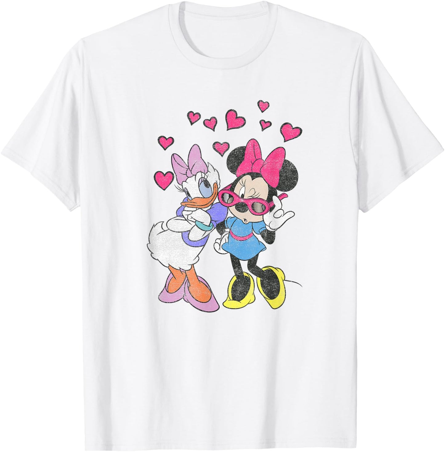 Disney Mickey and Friends Minnie & Daisy Hearts Portrait T-Shirt - T-Shirt | White
