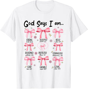 God Says I Am Pink Coquette Christian Jesus Happy Easter Day T-Shirt - T-Shirt | White