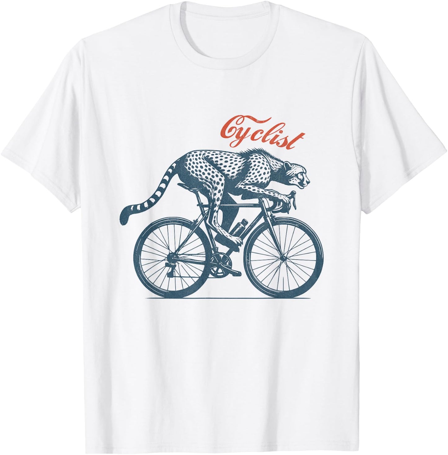 Cycling Cheetah, Cyclist Biking Bicycle Accessories T-Shirt - T-Shirt | White