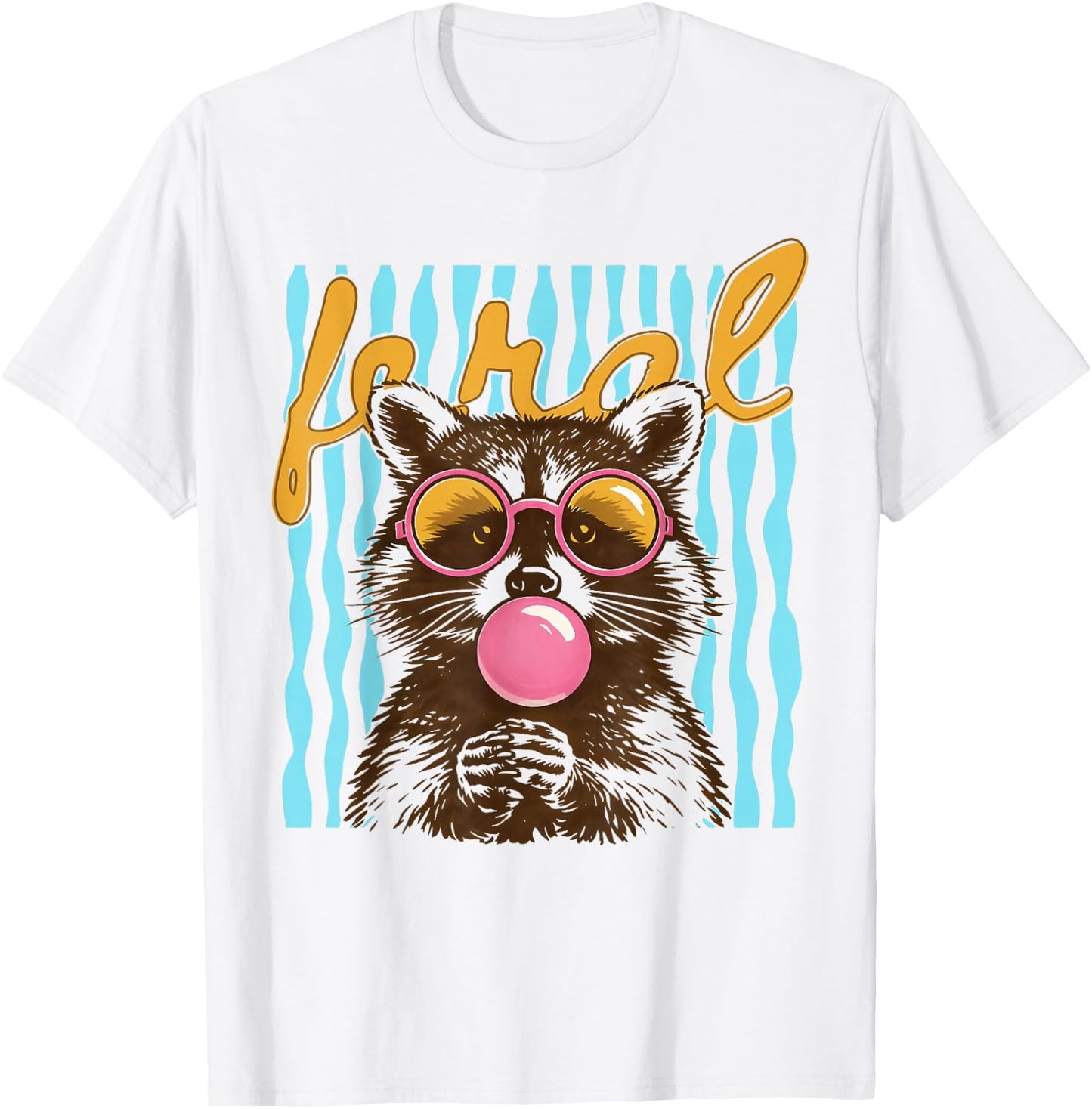 Feral Funny Meme Raccoon Hawaii Beach Summer Vacation Retro T-Shirt - T-Shirt | White