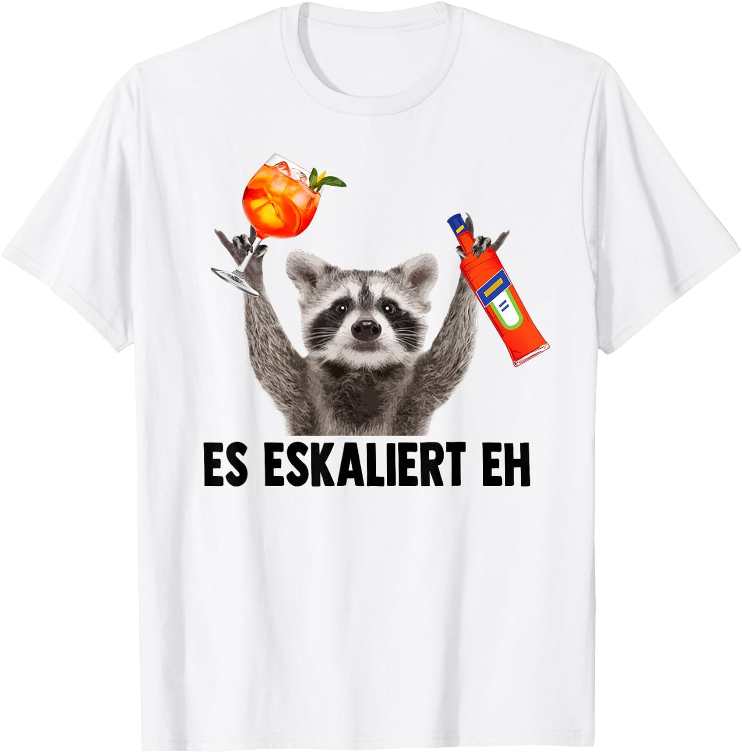 ES ESKALIERT EH X Raccoon Meme Racoon X Pedro Spritz , White T-Shirt - T-Shirt | White