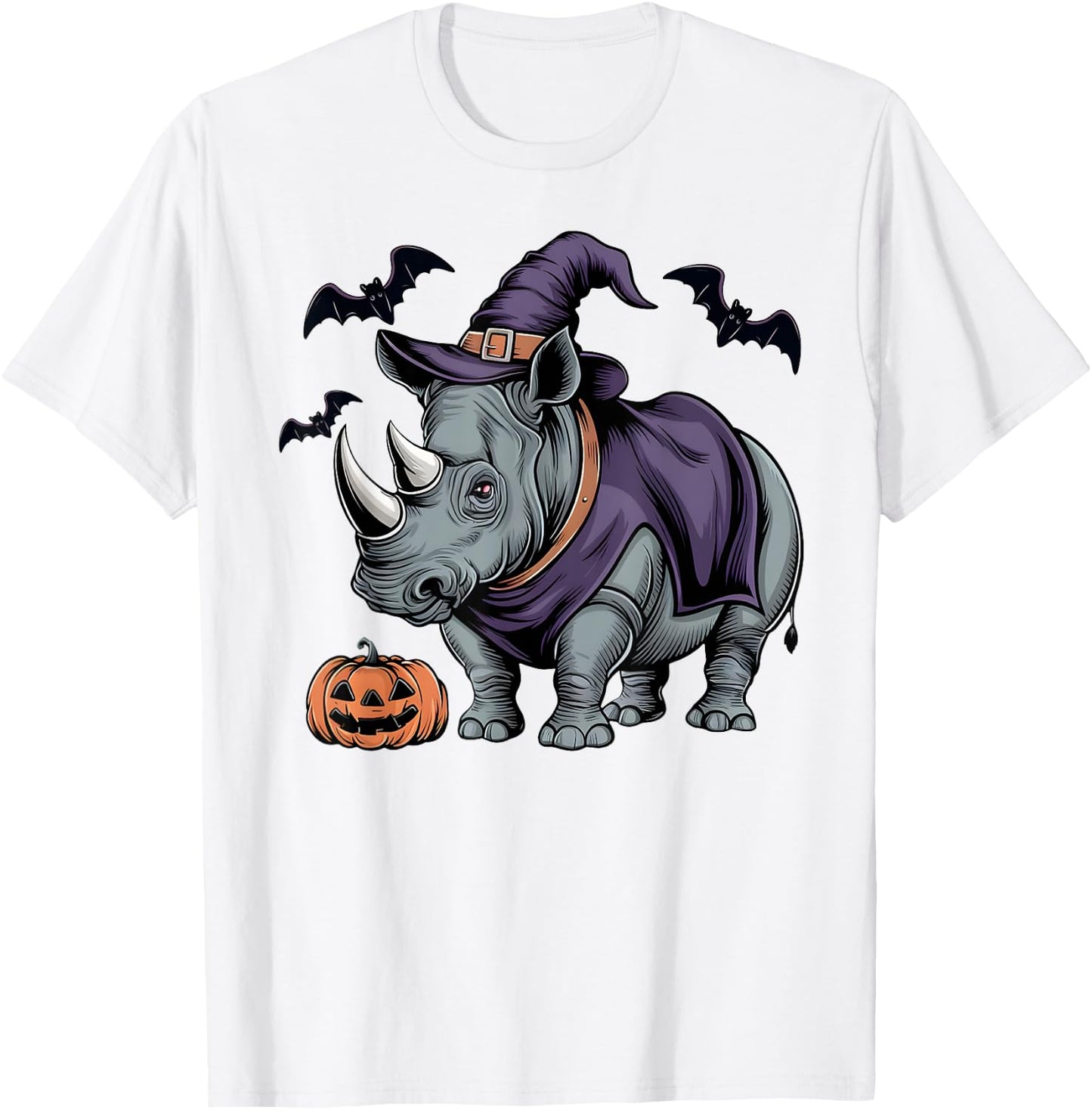 Rhino Halloween Costume Scary Pumpkin Bat Witch T-Shirt - T-Shirt | White