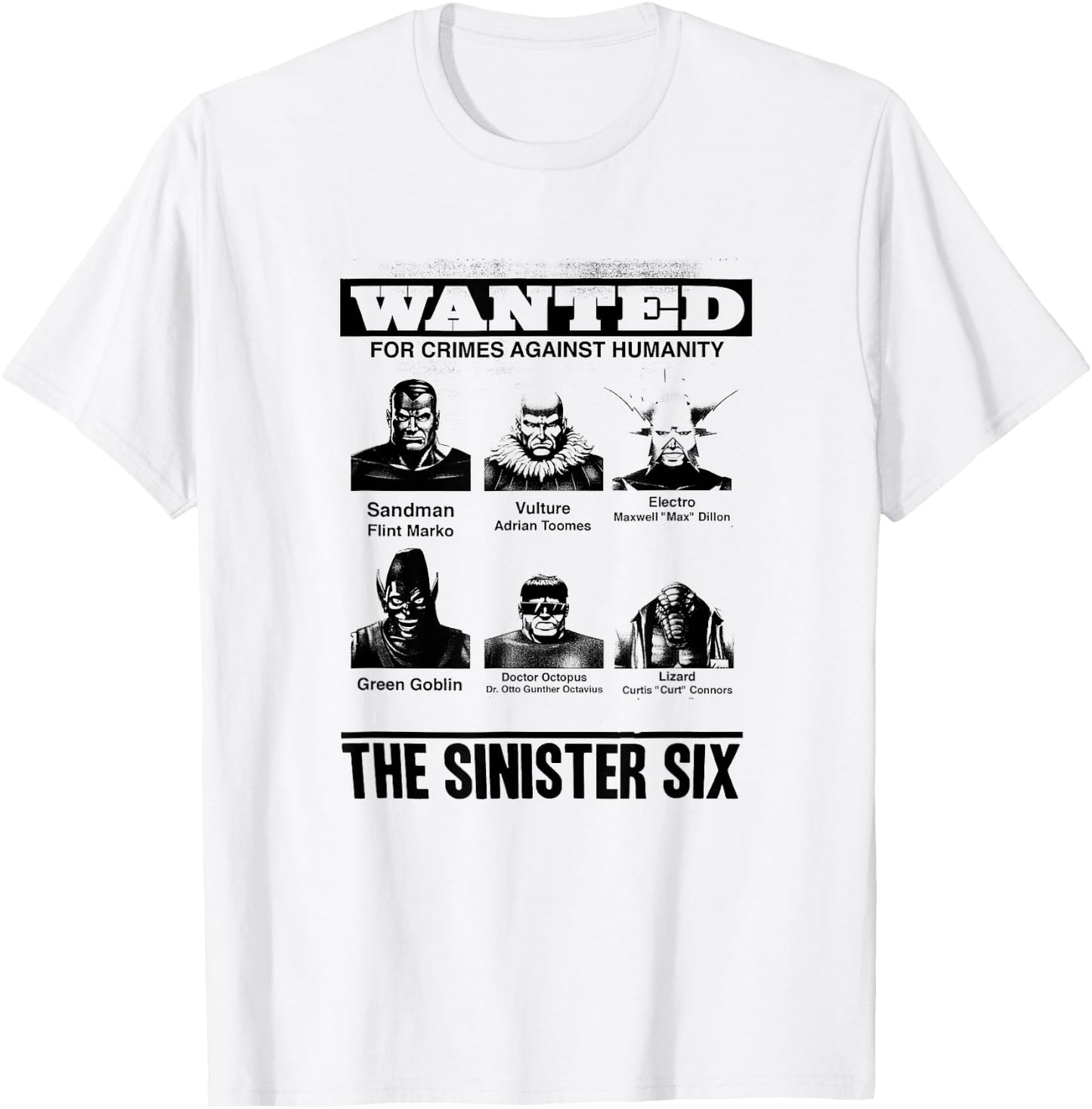 Marvel Comics Retro Classic The Sinister Six Wanted Poster T-Shirt - T-Shirt | White