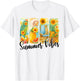 Beach Summer Scene Brushstroke Retro Summer Vibes T-Shirt - T-Shirt | White