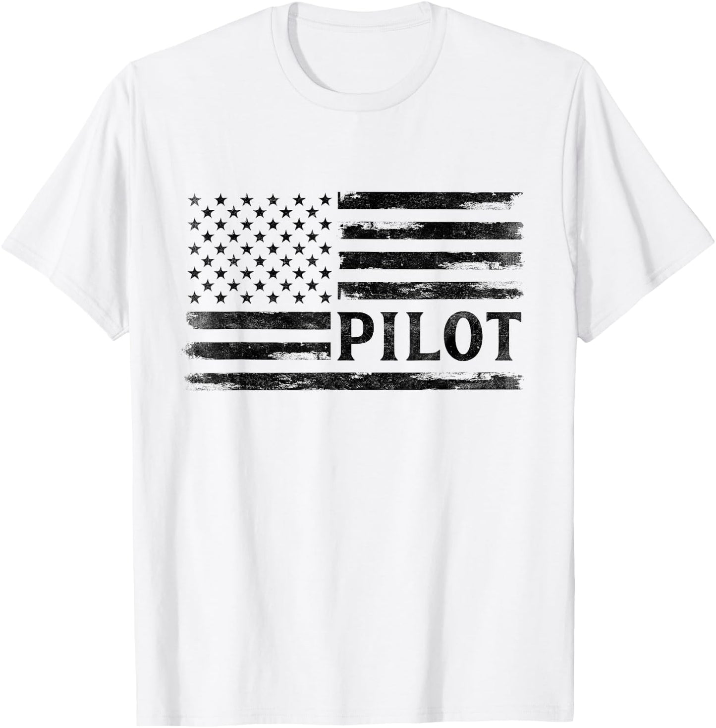 Pilot Black Vintage USA Flag Father's Day Aviator T-Shirt - T-Shirt | White
