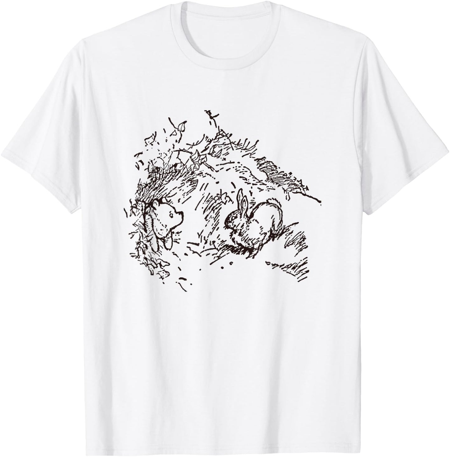 Disney Winnie the Pooh And Rabbit Outline Big Chest Logo F&B T-Shirt - T-Shirt | White
