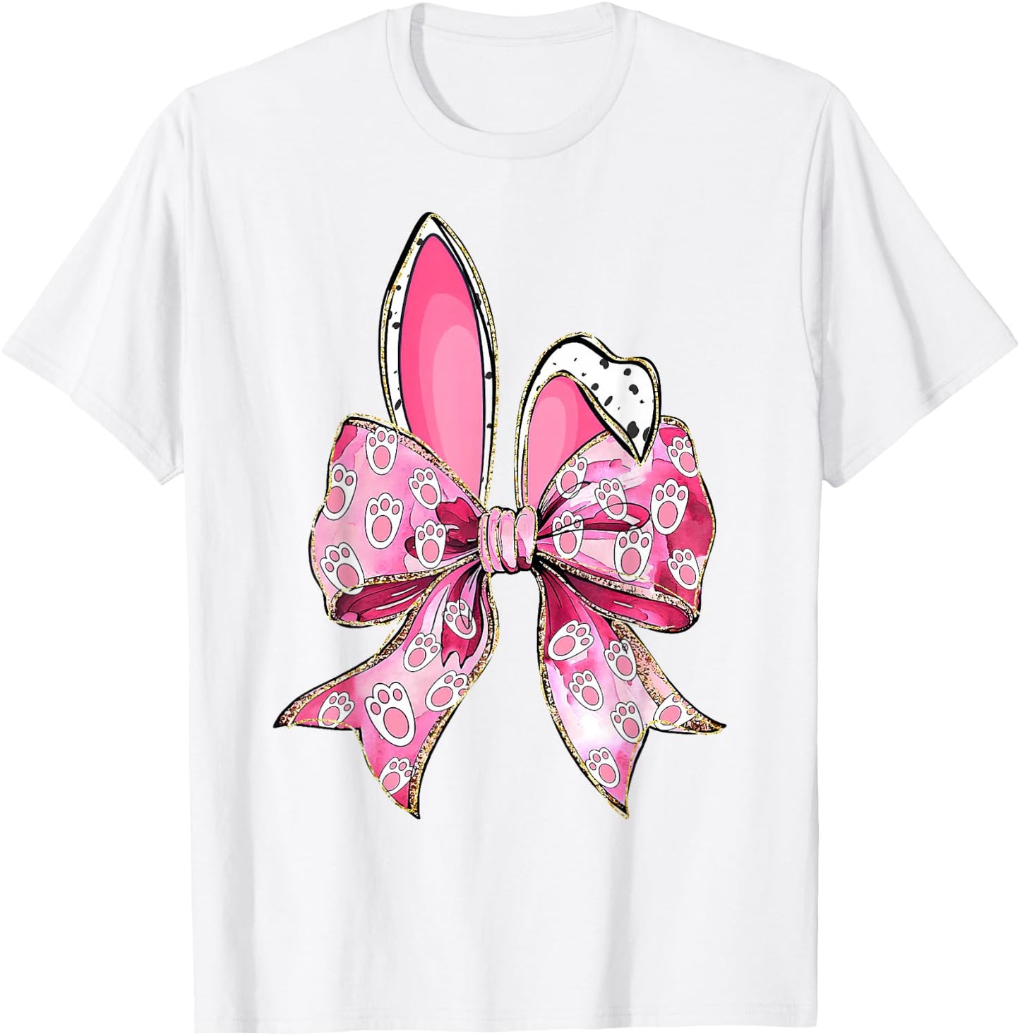 Happy Easter Bunny Coquette Bow Ears Girls Teen Women T-Shirt - T-Shirt | White