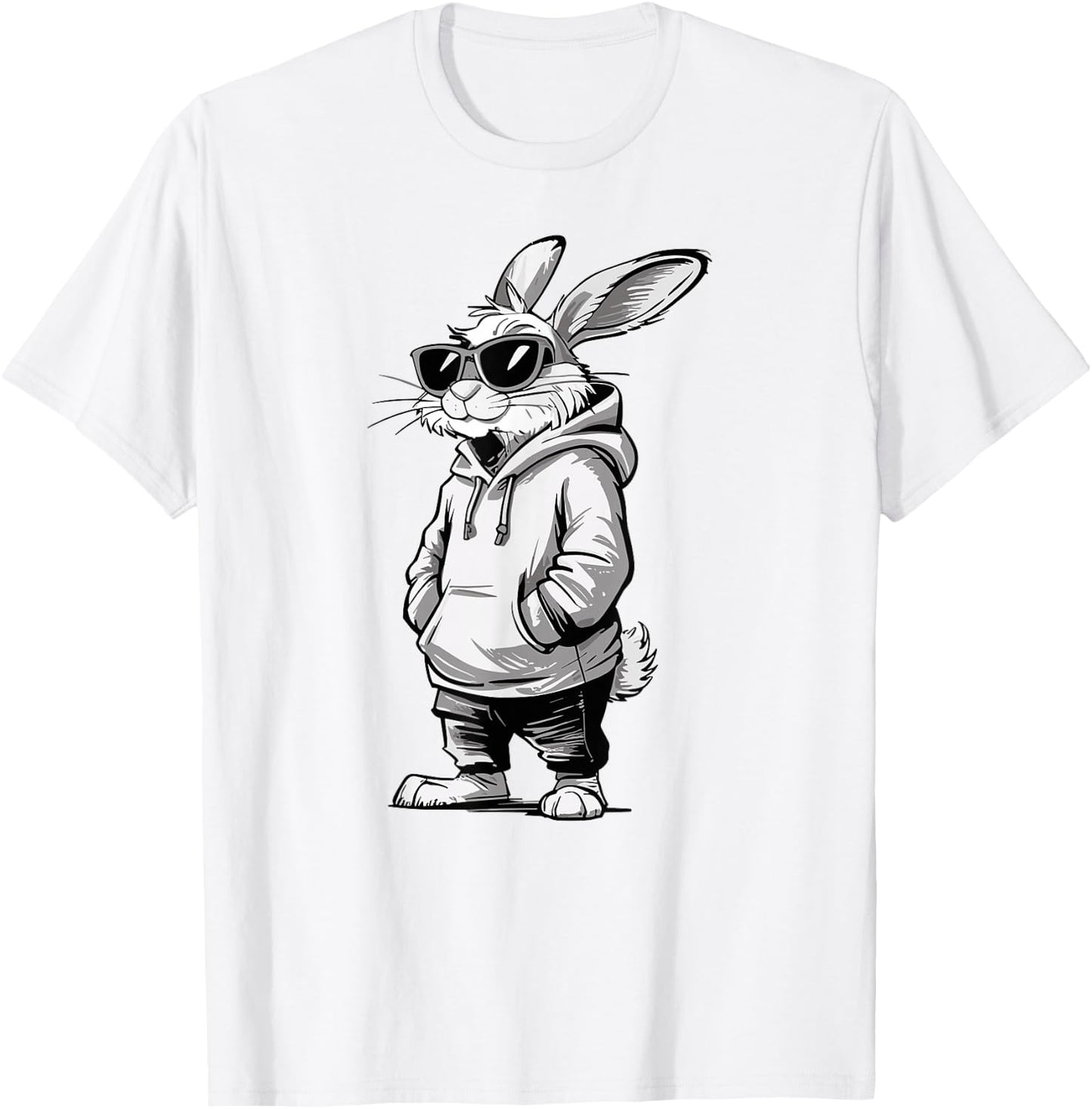 Bunny face with sunglasses easter day rabbit men boys kids T-Shirt - T-Shirt | White