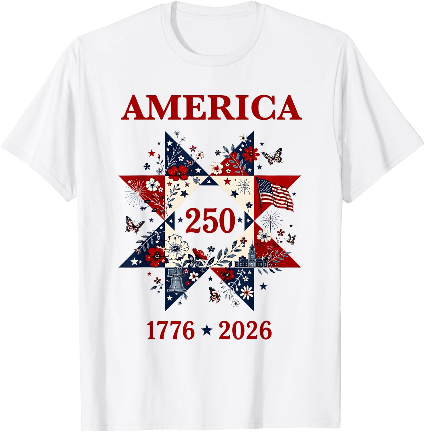 America 250 1776-2026 US Flag 250th Anniversary Patriotic T-Shirt - T-Shirt | White
