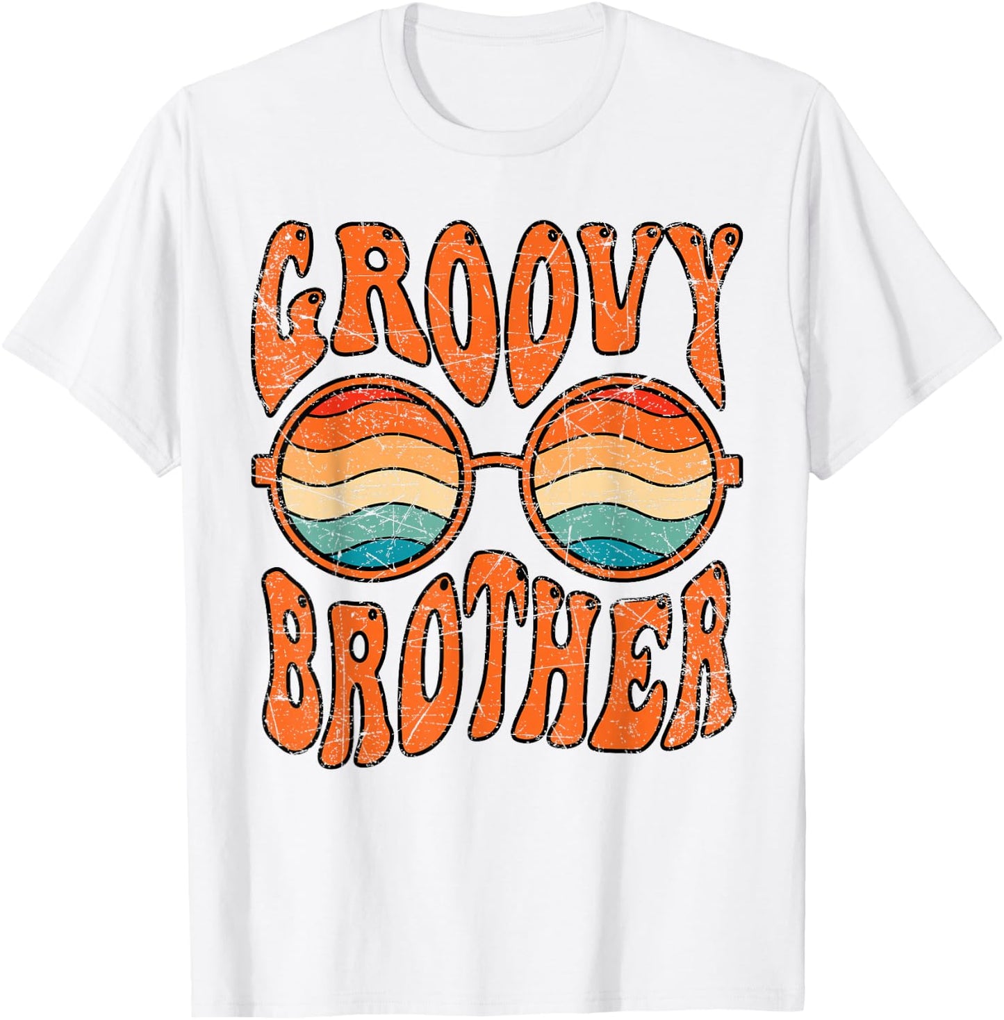 Groovy Brother 70s Aesthetic 1970's Retro Brother Hippie T-Shirt - T-Shirt | White
