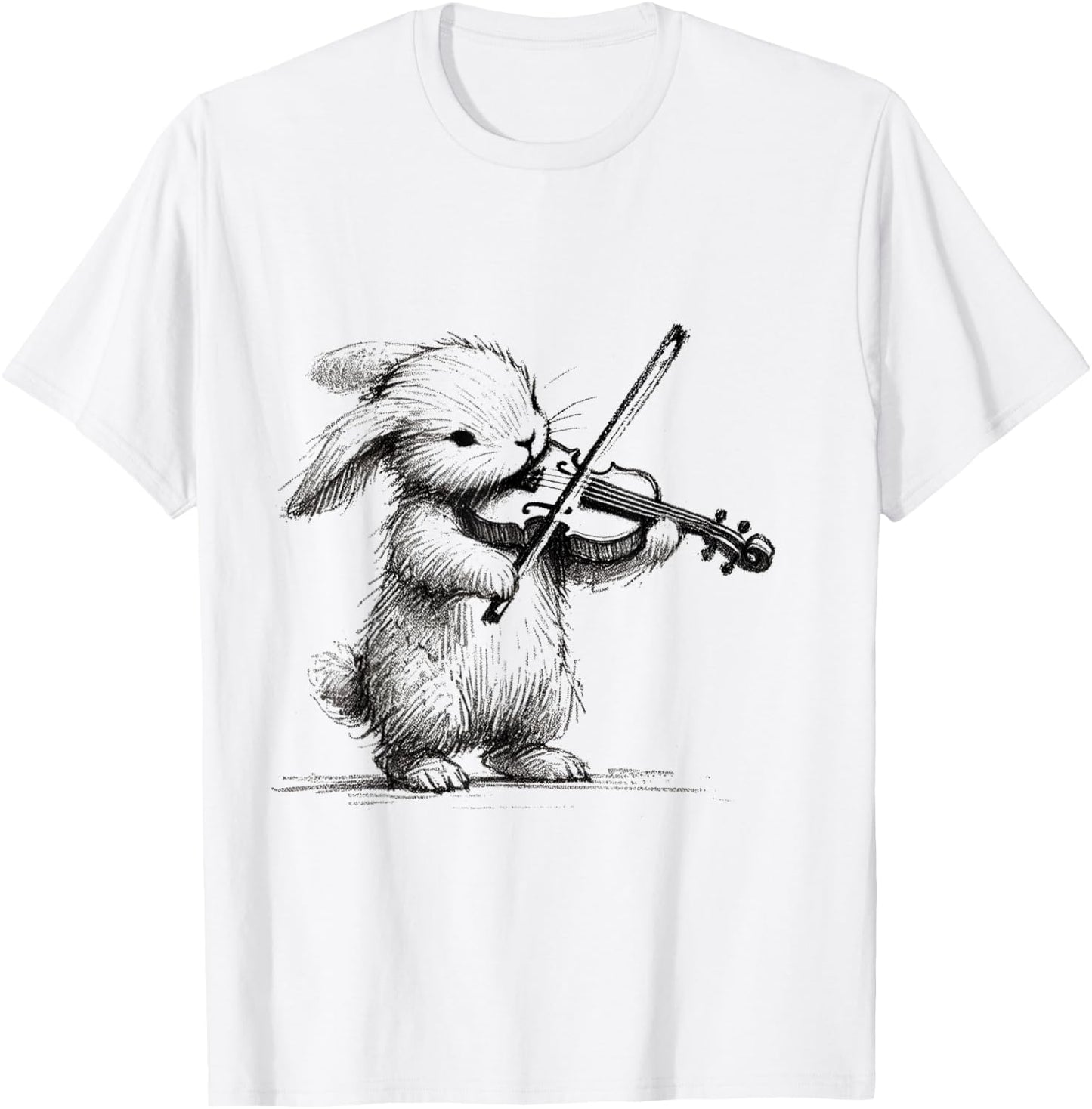 Bunny Playing Violin – Cute Musical Animal Art T-Shirt - T-Shirt | White