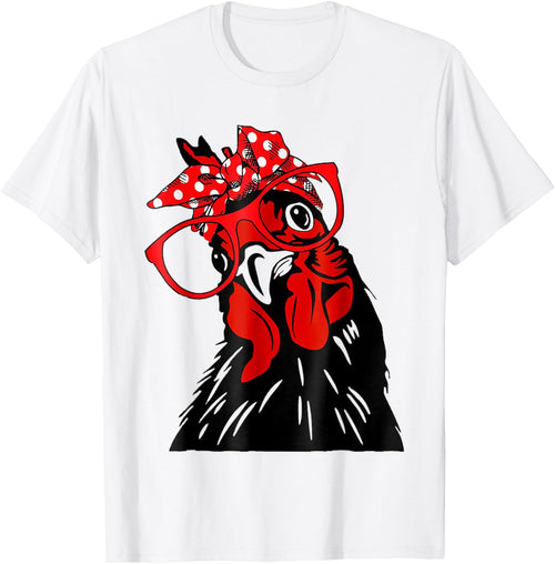 cute Women Girl Chicken With Bandana Headband and Glasses