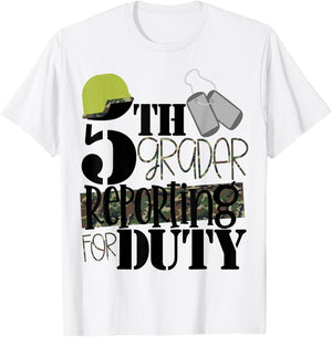 5th Grade Soldier Military Kids 1st Day School Camo T-Shirt - T-Shirt | White