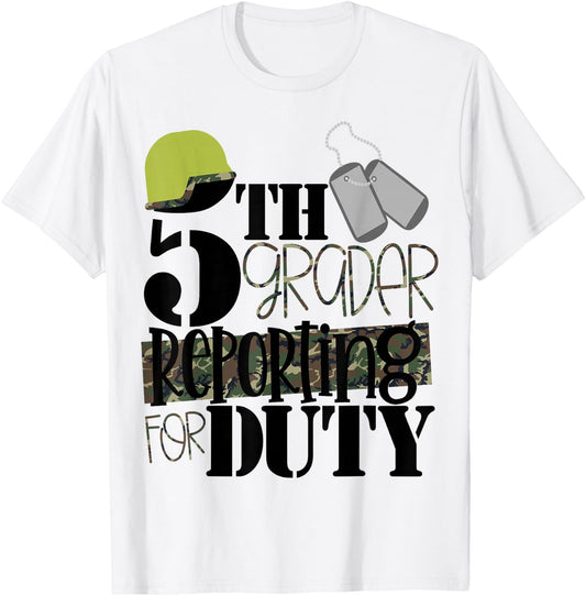 5th Grade Soldier Military Kids 1st Day School Camo T-Shirt - T-Shirt | White