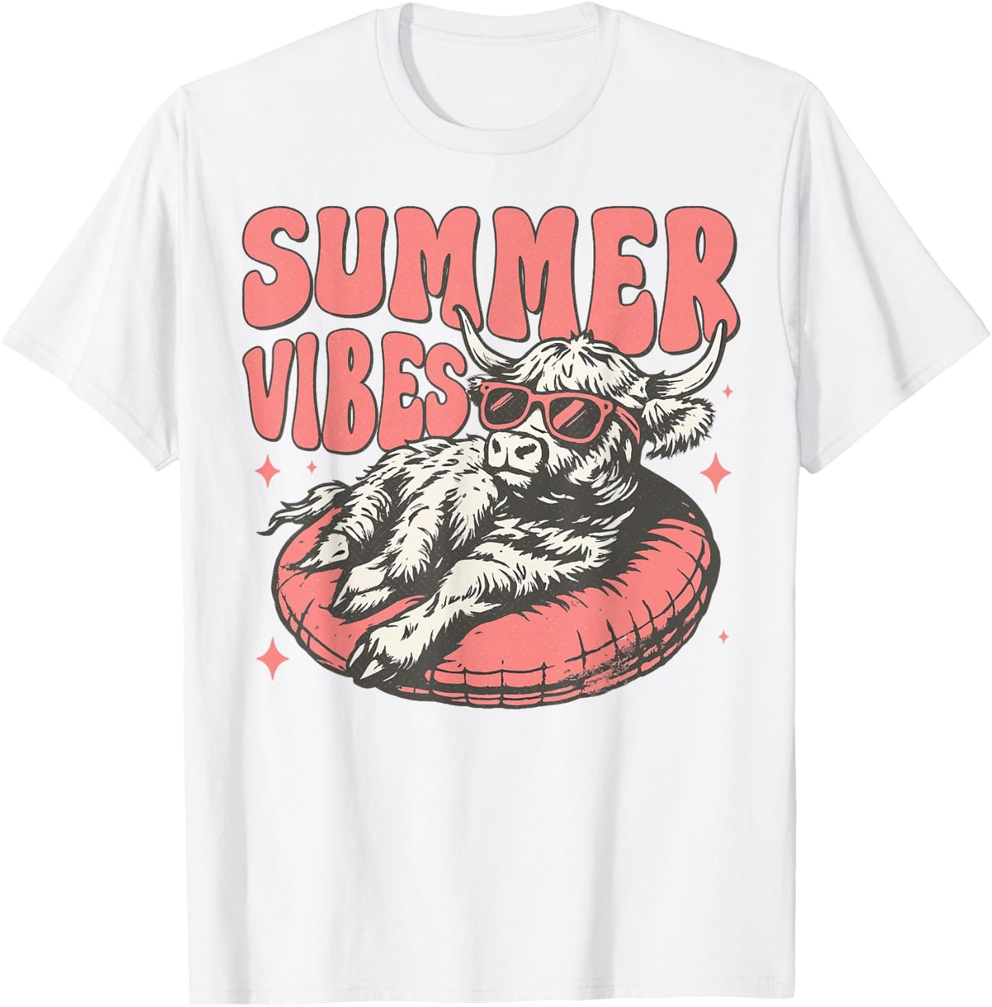 Funny Cow Summer Vibes Cow Summer Vibes T-Shirt - T-Shirt | White